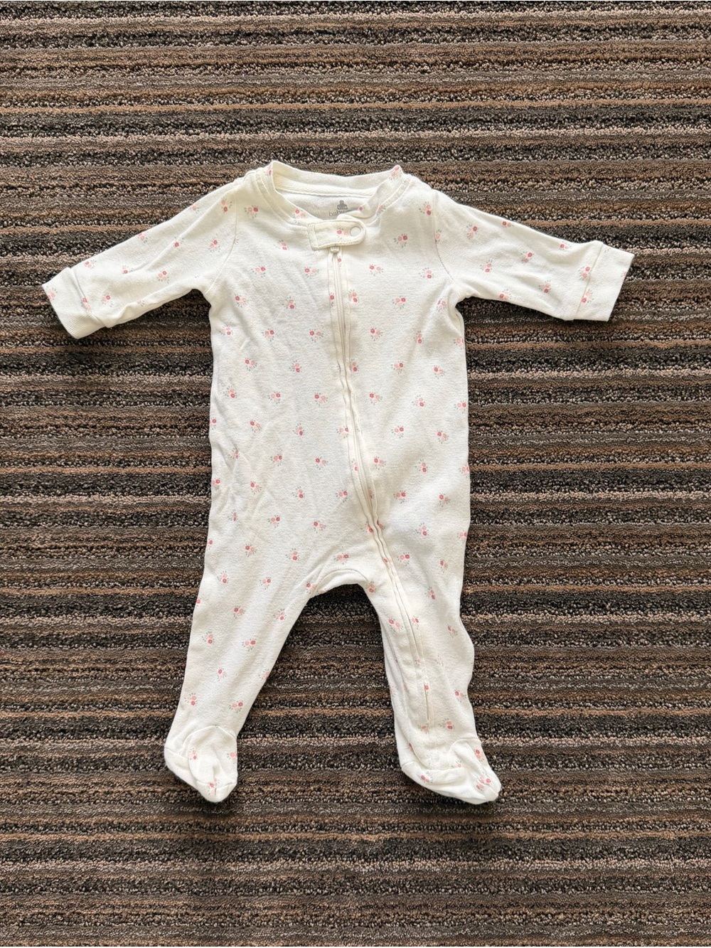 GAP Baby White Footed One-Piece with Pink Floral Dots